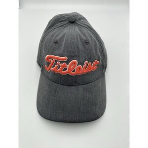Titleist Golf Hat Cap Stretch Back Size S/M Gray Logo Embroider Front & Back